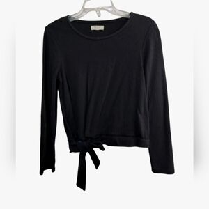 2900) Madewell True Black Long Sleeve Side Tie Crew Neck Shirt Size Small